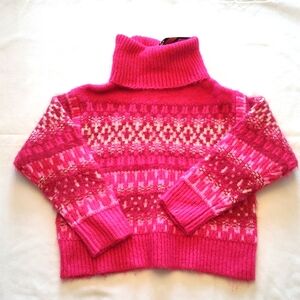 New hot pink white cozy cropped ski chalet sweater by universal thread XL